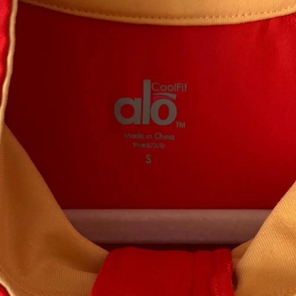 ALO YOGA COOLFIT Full Zip Stand Collar Stripe Detailed Nylon Track Jacket S Red